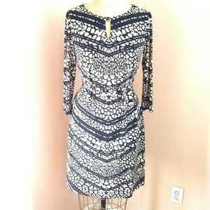 Tahari Exotic Print Belted Shift Knit 6